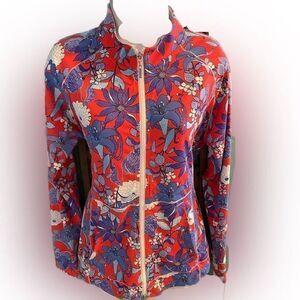 Bylise Zip Jacket - L blue /red floral, nylon spandex